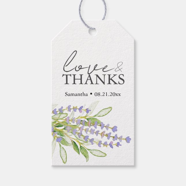 Personalized Wedding Favour Tags Lavender (Front)