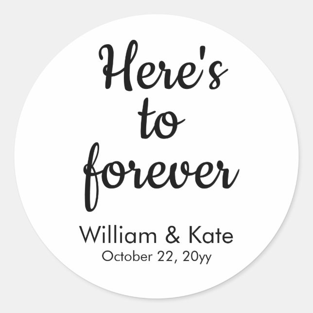 Personalized Wedding Favour Treat Bag Elegant Chic Classic Round Sticker (Front)