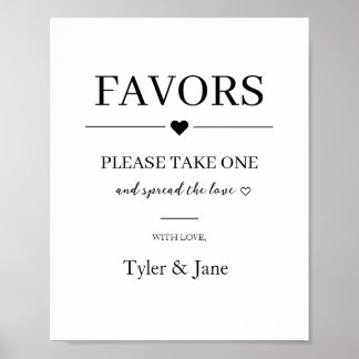 Personalized Wedding Favours Sign Black & White