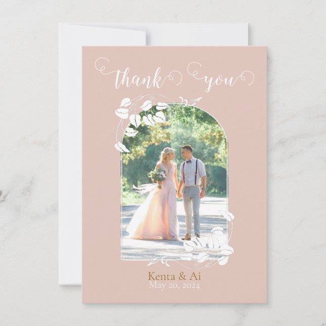 Personalized Wedding Flat Thank You Card  (Front)