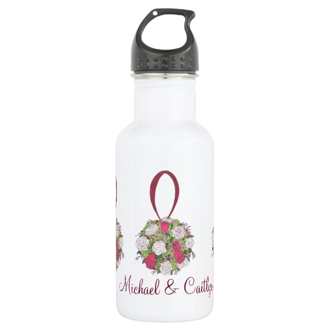 Personalized Wedding Flower Bouquet Favour Bottle (Front)