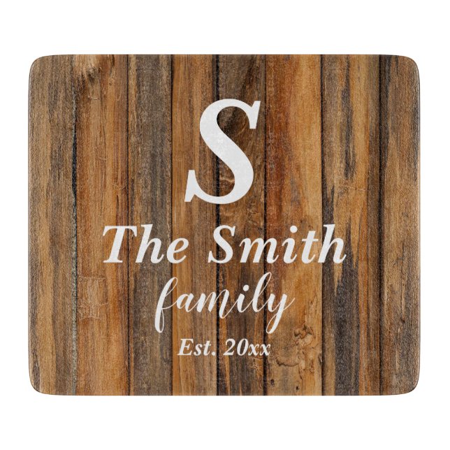 Personalized Wedding Gift Monogram Last Name Cutting Board (Front)