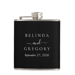 Personalized Wedding Gifts Black White  Hip Flask