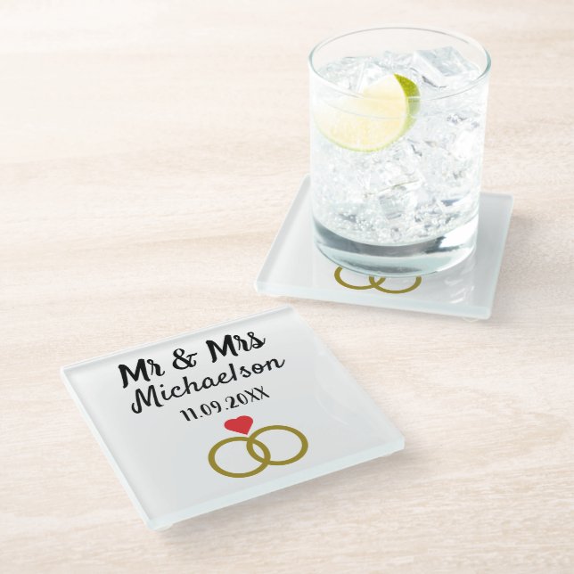 Personalized Wedding Glass Coaster (Angled)