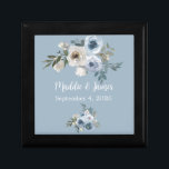 Personalized Wedding Grey Blue Floral Keepsake Box<br><div class="desc">Personalized Wedding Grey Blue Floral Keepsake Box by © Cathy Thompson. Perfect for gift giving or that special day.</div>