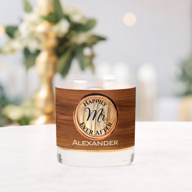 Personalized Wedding Grooms MR. Wood Tone Whiskey Glass (Insitu (Wedding))