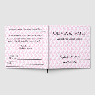 Personalized Wedding Guest Book   Pink Romantic