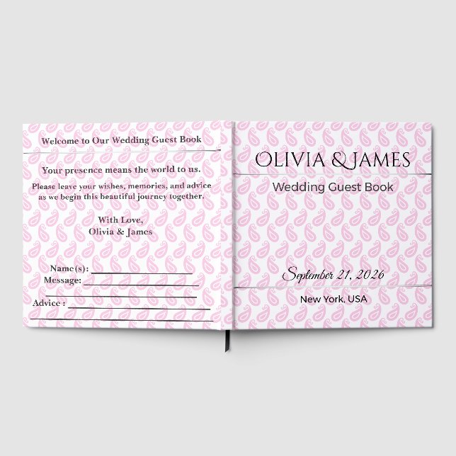 Personalized Wedding Guest Book | Pink Romantic (Full)