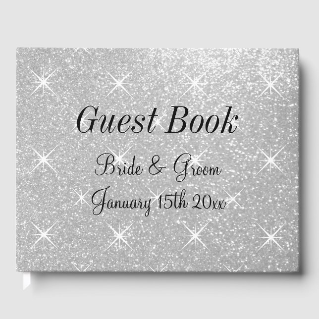 Personalized wedding guest book with sparkly cover (Front)