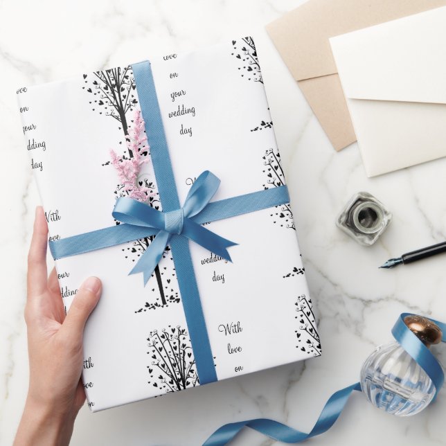 Personalized Wedding Heart Tree Wrapping Paper (Gifting)