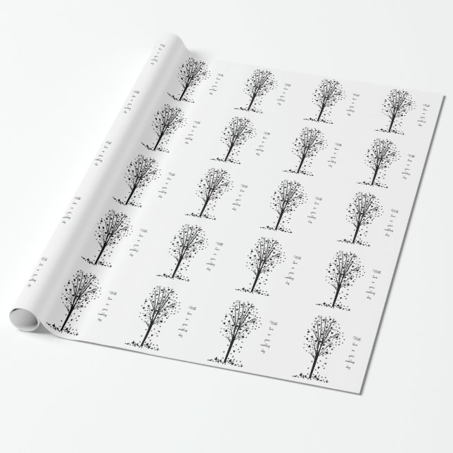 Personalized Wedding Heart Tree Wrapping Paper (Unrolled)