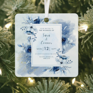 Personalized Wedding Invitation Keepsake – Elegant Metal Ornament