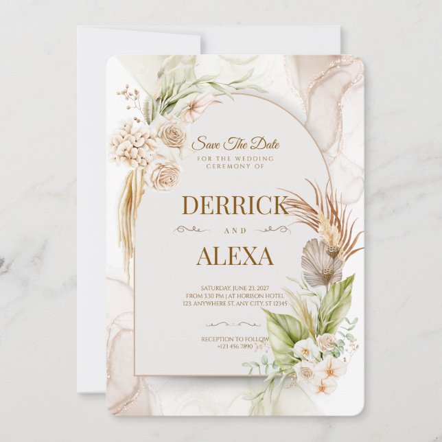 Personalized Wedding Invitation | Rustic Floral (Front)