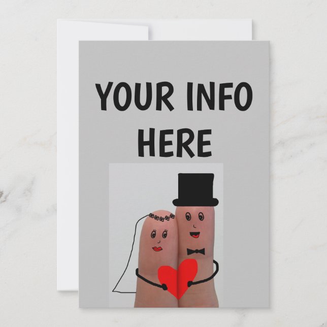 PERSONALIZED WEDDING INVITATIONS FUNNY FINGERS (Front)
