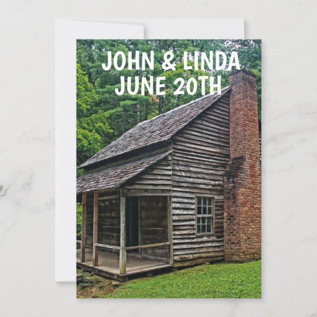 PERSONALIZED WEDDING INVITATIONS LOG CABIN (Front)