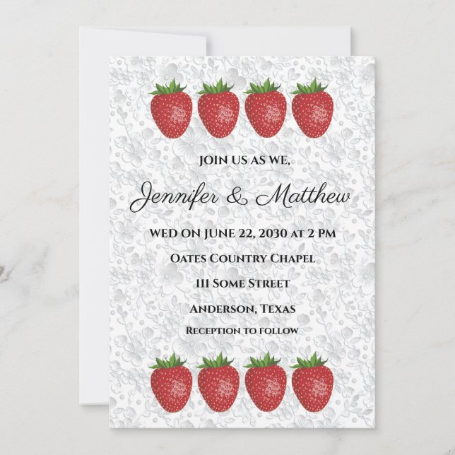 Personalized Wedding Invitations with Strawberries (Front)