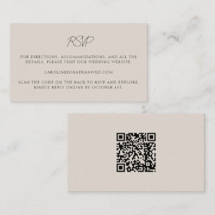 Personalized Wedding Ivory Cream Elegant Script QR Enclosure Card