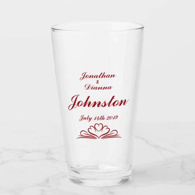 Personalized Wedding Keepsake 16 oz Glass (Front)