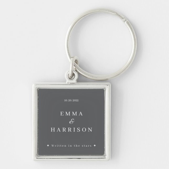 Personalized Wedding Keychain Written in the Stars (Front)