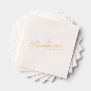 Personalized Wedding Last Name Gold Foil Cocktail Napkins