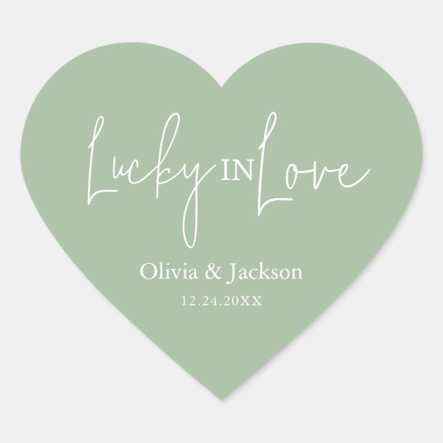 Personalized Wedding Lottery Ticket Couple Name Heart Sticker (Front)