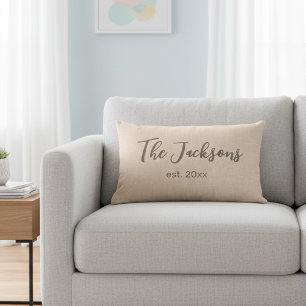 Personalized Wedding Lumbar Pillow w/ Jute Texture
