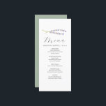 Personalized Wedding Menu Cards Lavender & Sage<br><div class="desc">This personalized wedding menu card features sprigs of watercolor lavender. The card reverses to a sage green colour. Use the template fields to DIY your custom wedding dinner menu. An elegant yet minimalistic choice for weddings, a bridal shower, rehearsal dinners or whatever you like. To see more menu cards for...</div>