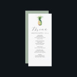 Personalized Wedding Menu Cards Tropical Pineapple<br><div class="desc">These personalized wedding menu cards features a unique watercolor pineapple. The card reverses to a sage green colour. Use the template fields to DIY your custom wedding dinner menu. An elegant yet minimalistic choice for tropical destination weddings, a bridal shower, rehearsal dinners or whatever you like. To see more menu...</div>