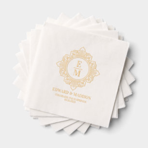 Personalized Wedding Monogram Art Deco Frame Foil Napkins