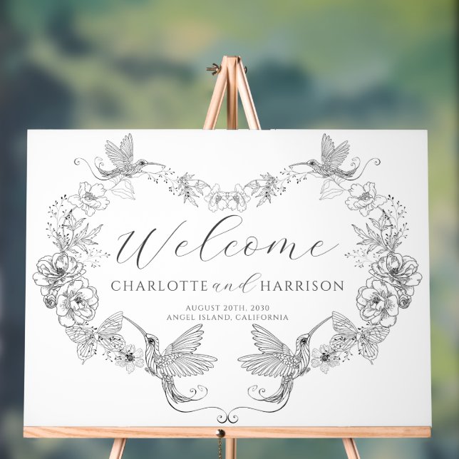 Personalized Wedding Monogram Floral  Acrylic Sign (Neutral)