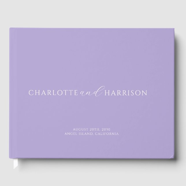 Personalized Wedding Monogram Lavender Guest Book (Front)
