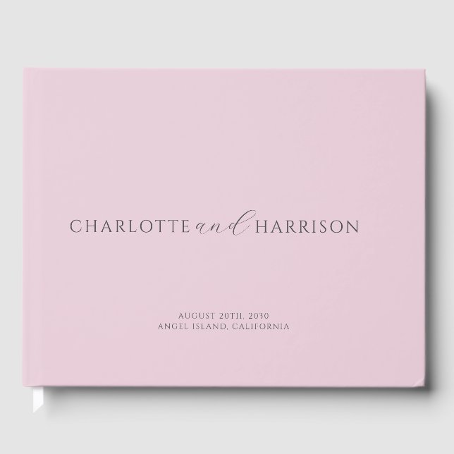 Personalized Wedding Monogram Pink Guest Book (Front)