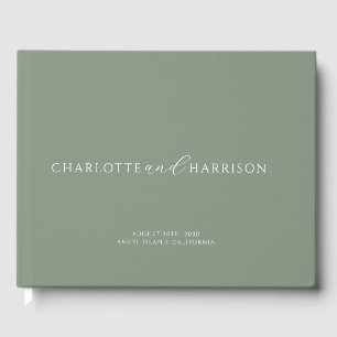 Personalized Wedding Monogram Sage Guest Book