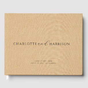 Personalized Wedding Monogram Tan Faux Linen  Guest Book