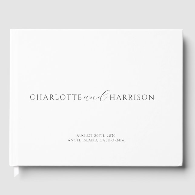 Personalized Wedding Monogram White  Guest Book (Front)