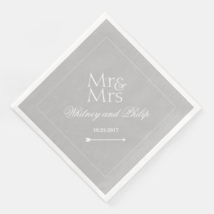 Personalized Wedding Mr Mrs Silver Napkin