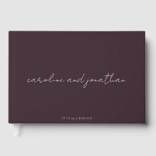 Personalized Wedding Name Dark Plum Elegant Guest Book