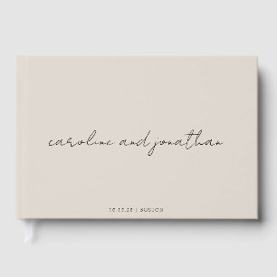 Personalized Wedding Name Ivory Cream Elegant Guest Book