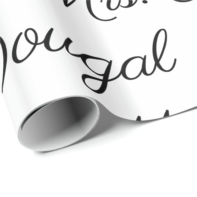 Personalized Wedding Name-Marriage Gfitwrap B & W Wrapping Paper (Roll Corner)