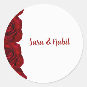 Personalized Wedding Name Stickers Red roses