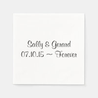 Personalized Wedding Napkin White Back Black Text