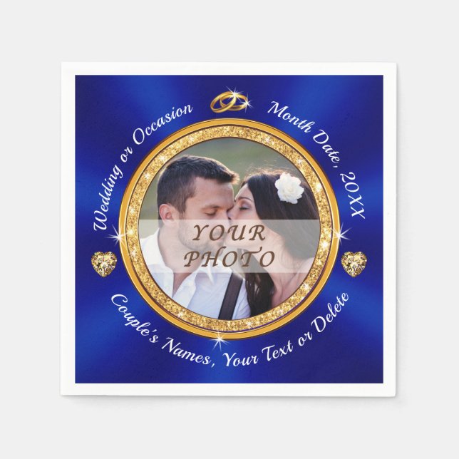 Personalized Wedding Napkins BULK with Your PHOTO (Front)