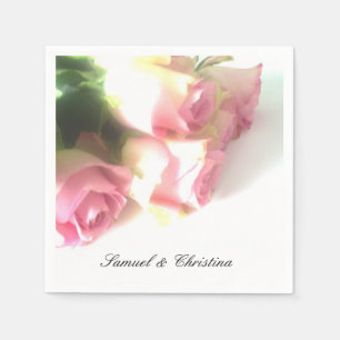 Personalized wedding napkins elegant roses photo