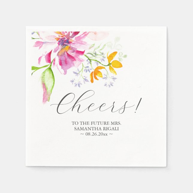 Personalized Wedding Napkins Flowers (Front)