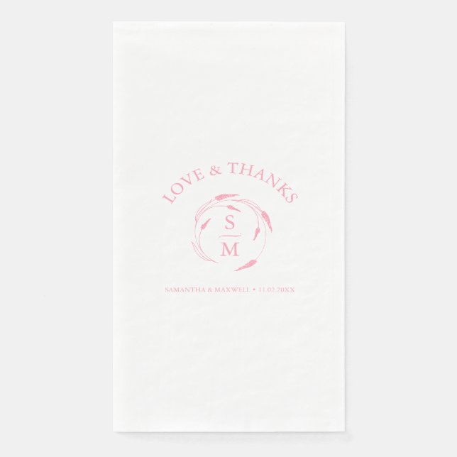 Personalized Wedding Napkins Monogrammed Pink (Front)