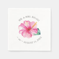 Personalized Wedding Napkins Pink Florals