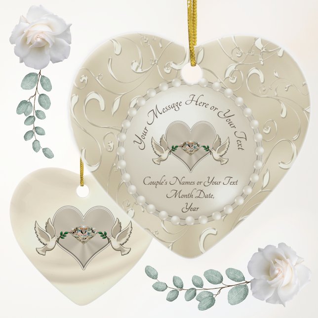 Personalized Wedding Ornament Anniversary Ornament (Wedding anniversary ornament. Wonderful, Anniversary Christmas Ornament or cheap anniversary gifts.)