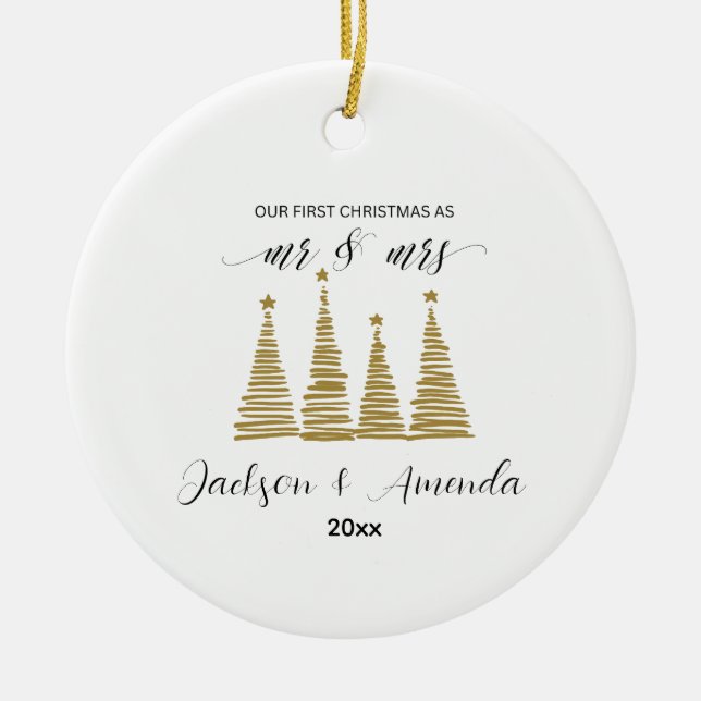 Personalized Wedding Ornament with Names & Year (Front)
