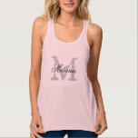 Personalized wedding party bridal shower tank tops<br><div class="desc">Monogrammed bachelorette party tank tops for women. Vintage name initial letter withs tylish script typography. Pink and black colour. Personalized name gift idea for bride to be and bride's entourage. Make your own for bridesmaid, maid of honour, matron of honour, mother of the birde, mother of the groom, flower girl...</div>