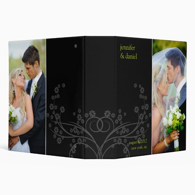 Personalized Wedding Photo Album Binder In Black (Background)